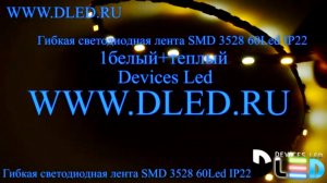 Гибкая светодиодная лента IP22 SMD 3528 (60 LED) 360 1Т-Белая + 1Белая