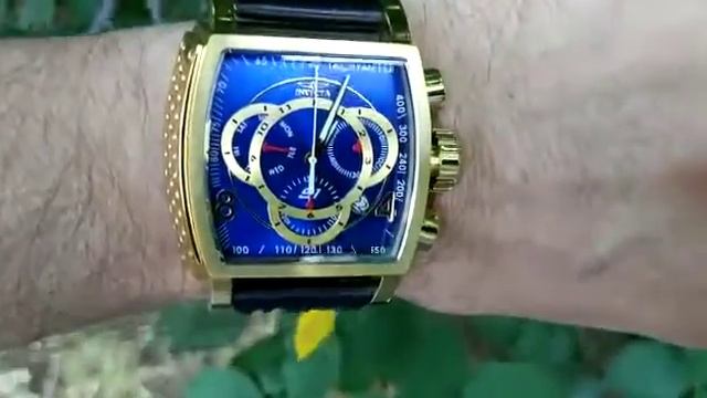 Часы мужские Invicta S1 Rally цвет золото-синий. Диаметр 48мм. Кожаный ремешок в полоску. цена 250$