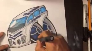 STAR WARS: How to draw a R2D2 bus TIME LAPSE