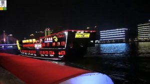 Паром. Ночной Китай.  Жемчужная река в Гуанчжоу