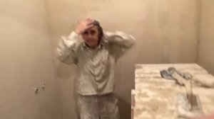 Гипсовая штукатурка ванной комнаты.  Высотка