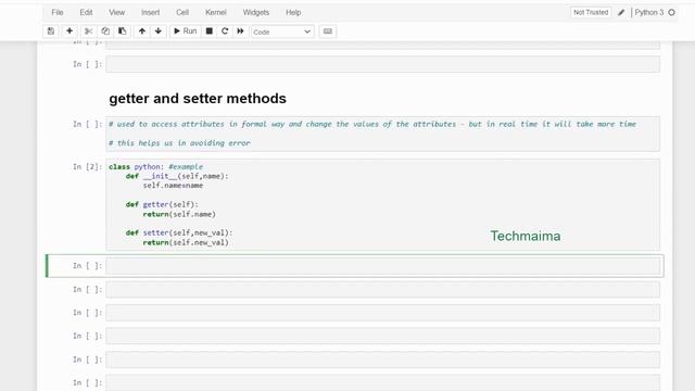Getter and Setter Methods in python Explained | Python course for beginners | Techmaima