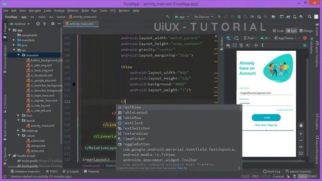 Material Design Login Screen UI Design in Android Studio | UiUX Tutorial