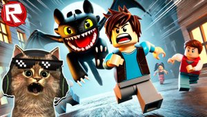 ЭПИЧНЫЙ ПОБЕГ ОТ ДРАКОНА БЕЗЗУБИКА В РОБЛОКС  roblox челлендж нуб против про