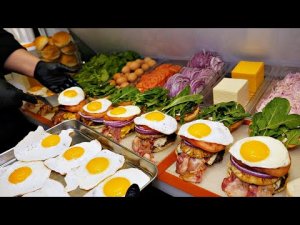 1000 продаж в день? Домашний бургер с большим количеством сыра и яиц / korean street food