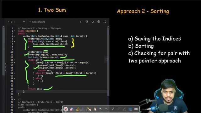 LeetCode - 1. Two Sum | 3 Methods | C++ смотреть онлайн