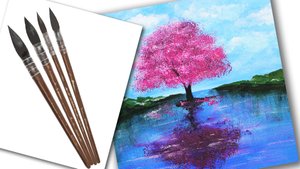 Рисунок Акриловыми красками "Розовое Дерево"