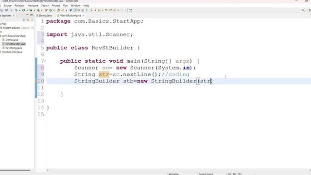 reverse the String using String builder (JAVA) смотреть онлайн