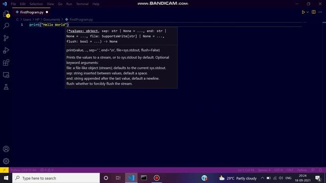 How to print hello world in python