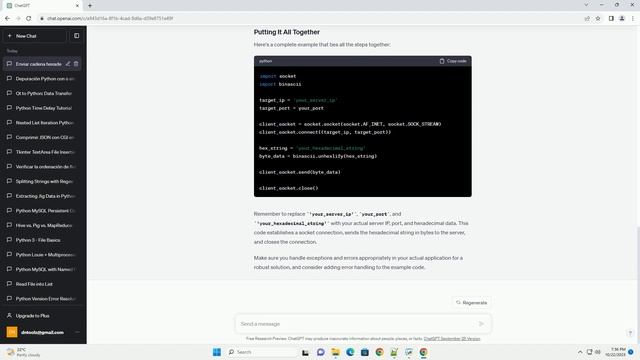 Send Hexadecimal string to socket using python смотреть онлайн