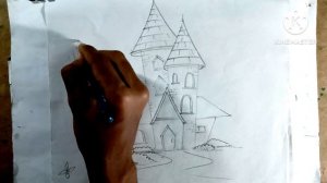 how to draw a castle by pencil sketch