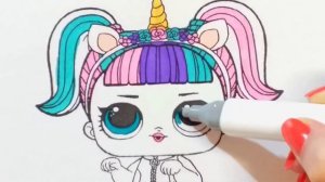 L.O.L. Surprise. Мультик раскраска для детей.Раскраска куклы ЛОЛ Единорожка. Сoloring LOL Unicorn.