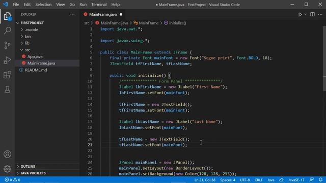 Create your First Java Frame using Visual Studio Code | Create Java GUI Forms using VS Code смотреть онлайн