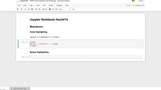 Highlight code vs syntax in Markdown | Jupyter Notebook | Hack#14