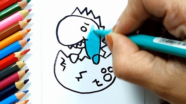 Como Desenhar e Pintar Um filhote de Dinossauro bem fofo смотреть онлайн