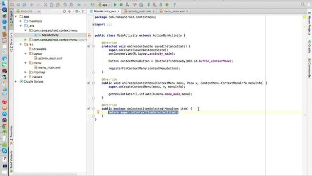 Android Studio Tutorials -33 : Context Menu in Android смотреть онлайн