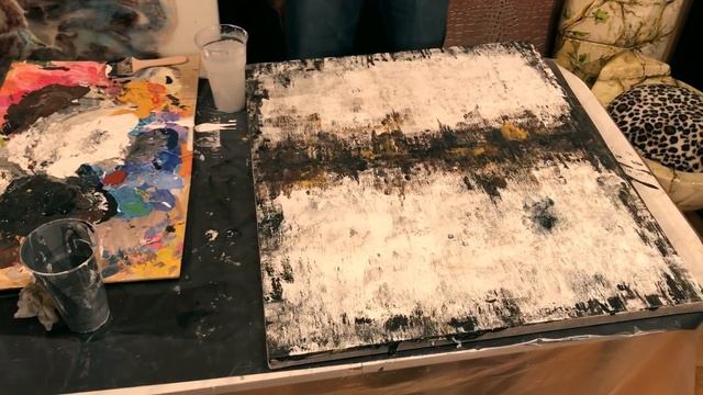 Мастер класс. Абстрактная картина с золотой поталью
