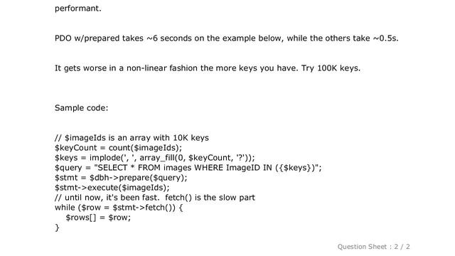 MySQL : Why are certain types of prepared queries using PDO in PHP with MySQL slow? смотреть онлайн