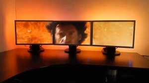 Нарезка кино на трех мониторах + подсветка. Cutting movies on three monitors + backlight.
