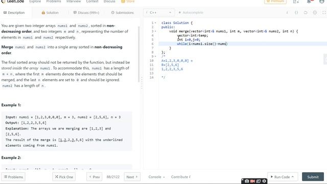 88  Merge Sorted Array|  array | leetcode | Merge Sorted