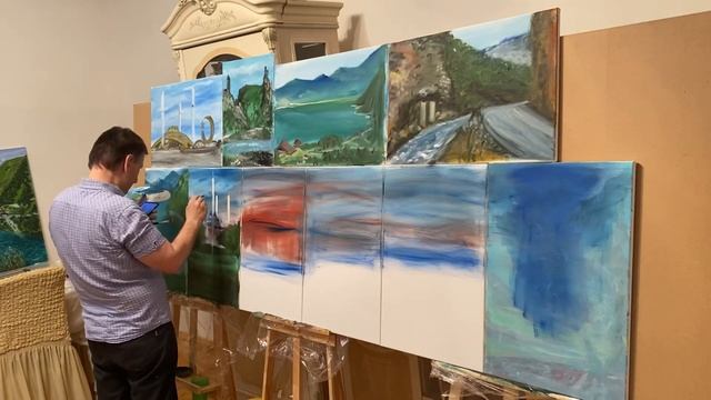 Master class (Yashurkaev method) simultaneous work on several canvases in oil on 10 canvases