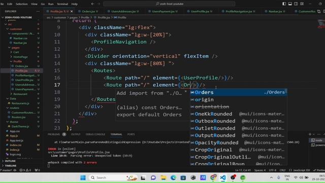 Full Stack Food Delivery Website Using React And Spring boot | building profile page #2