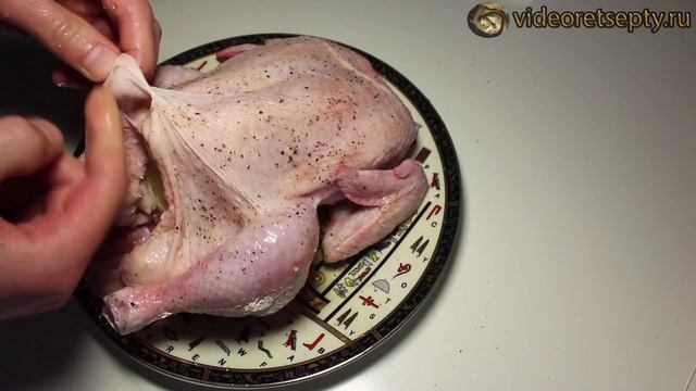 Цыпленок запеченный с зеленью / Chicken baked with herbs | Видео Рецепт
