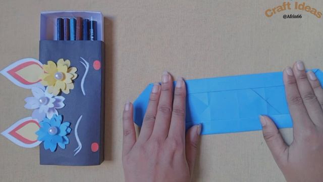 How to make a paper pencil box | Easy origami box/DIY paper pencil box ideas - origami box tutorial