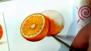 РИСУЕМ 3D АПЕЛЬСИН АКВАРЕЛЬЮ/РИСУНОК АПЕЛЬСИНА/КАК РИСОВАТЬ АПЕЛЬСИН акварелью/ФРУКТЫ/