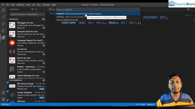 How to Run SQLITE in Visual Studio Code