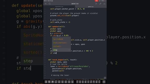 Pythonista Game on Ipad: The alien walks (part 7)