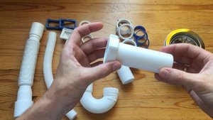 Сборка прямоточного сифона S-4107 и S-41079 для кухонной мойки с прямоугольным переливом