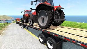 Длинный грузовой автомобиль с прицепом VS Массивные лежачие полицейские BeamNG Drive