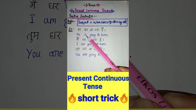 present continuous tense||positive sentence||very short 😍😍😍