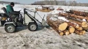 Погрузка леса мини трактором