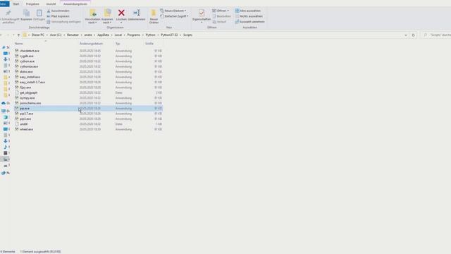 Der Befehl pip ist entweder falsch geschrieben oder konnte nicht gefunden werden | #Python