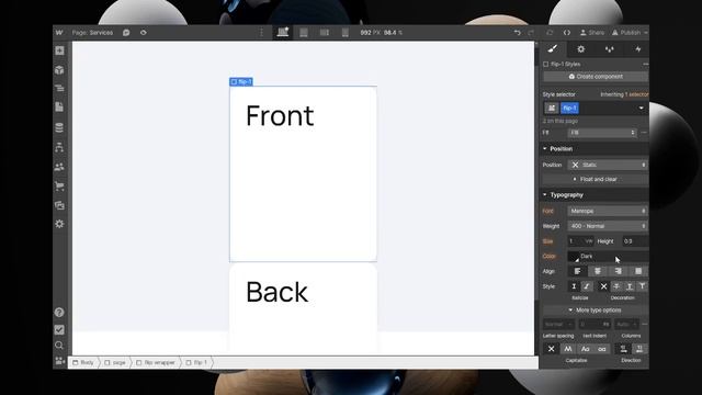 How to Create flip card animation in webflow