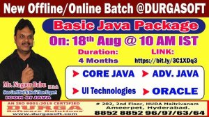 Basic Java Package Offline/Online Training @ DURGASOFT