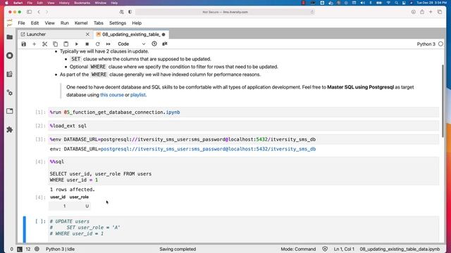Mastering Python - Database Programming - CRUD Operations - 08 Update Existing Table Data