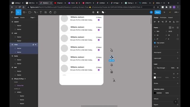Basic figma design of a Chat app.