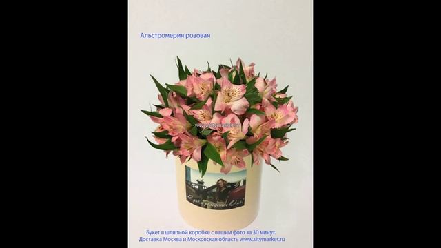 Доставка цветов Москва недорого с доставкой. Альстромерии букет цветов в шляпной коробке. смотреть онлайн