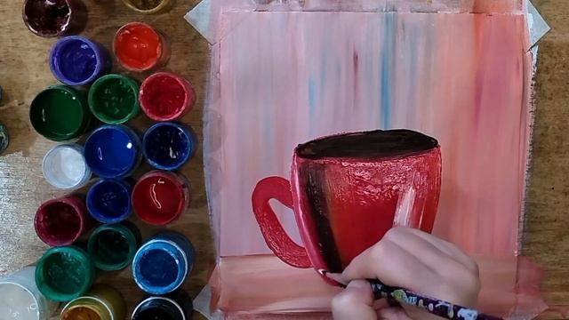 Рисуем чашку кофе гуашью