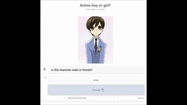 Pretty boys and handsome girls! | Anime Boy or Girl Quiz