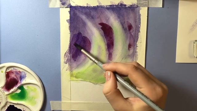 Рисуем СЕВЕРНОЕ СИЯНИЕ АКВАРЕЛЬЮ. Поэтапное рисование для начинающих. Зимний пейзаж