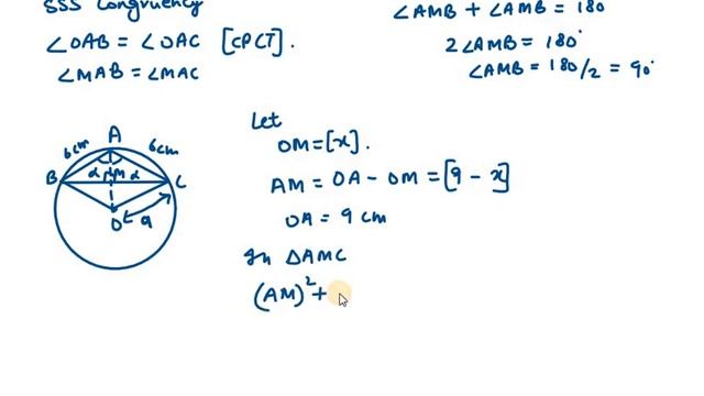13. If an isosceles ΔABC in which AB = AC = 6 cm is inscribed in a circle of radius 9 cm, find смотреть онлайн