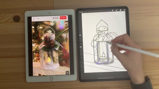 Новогодний Мастер класс - скетч / как нарисовать декорированный подсвечник в Procreate смотреть онлайн