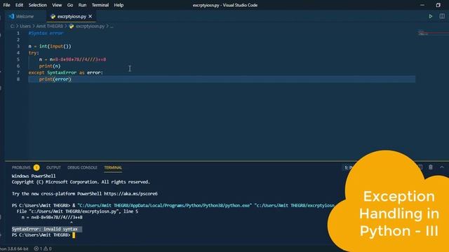 Exception Handling in Python - PART 3 (Syntax Error, Value Error and Import Error)