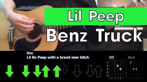 Lil Peep - Benz Truck \ Tutorial \ Разбор песни на гитаре \ Табы, аккорды и бой \ Без баррэ