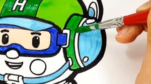ROBOCAR POLI HELLY drawing and coloring for kids/ toddlers. learn colors . Tim Tim TV