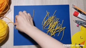 Аппликация лев. Поделка из пряжи. Творчество с детьми